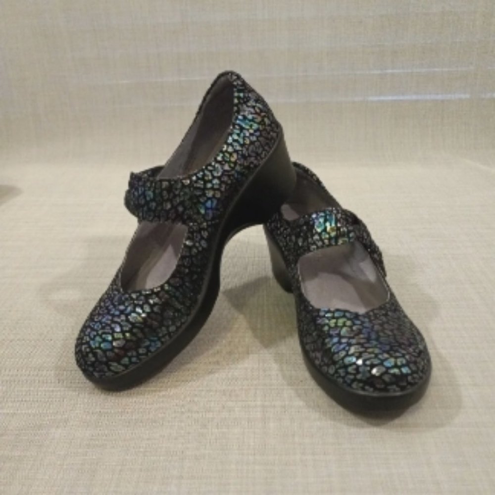 Alegria Ella 2 Wedge Mary Jane style, Black/Multi